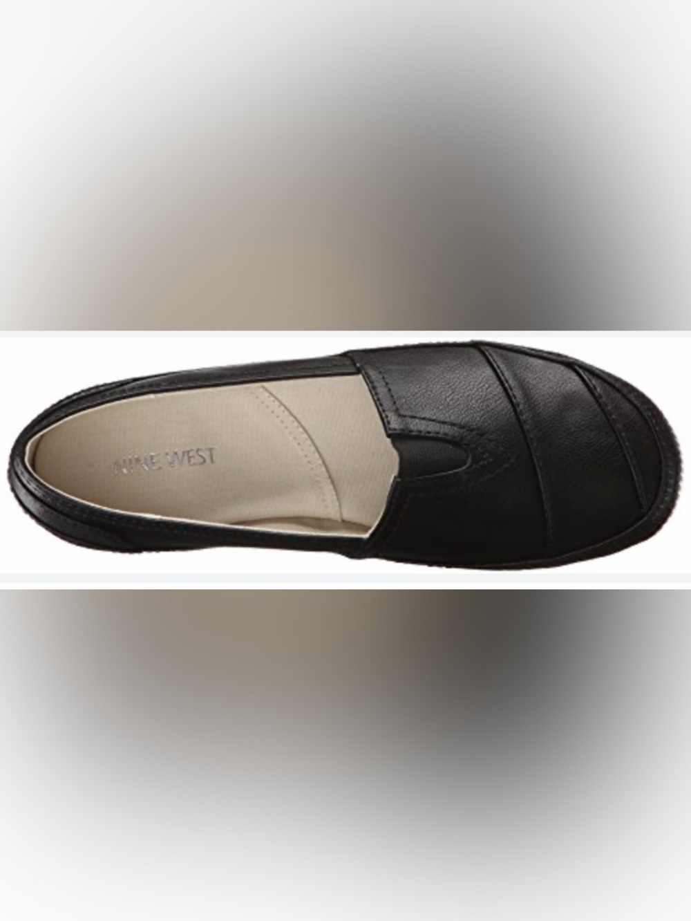 Nine West Black Leather Slip-On Loafers with Cream Insole